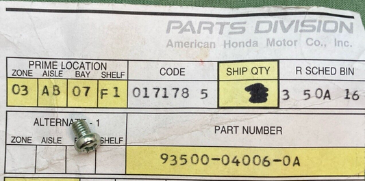 QTY 3 NEW GENUINE HONDA 93500-04006-0A PAN SCREW