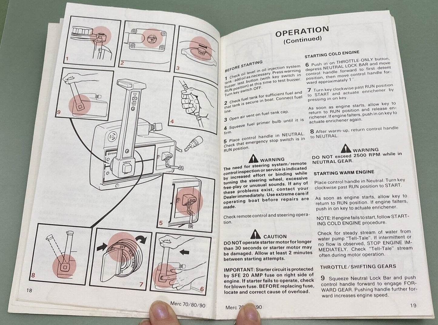 GENUINE MERCURY 90-12428871 OPERATION & MAINTENANCE MANUAL MODEL 70 80 90 1986