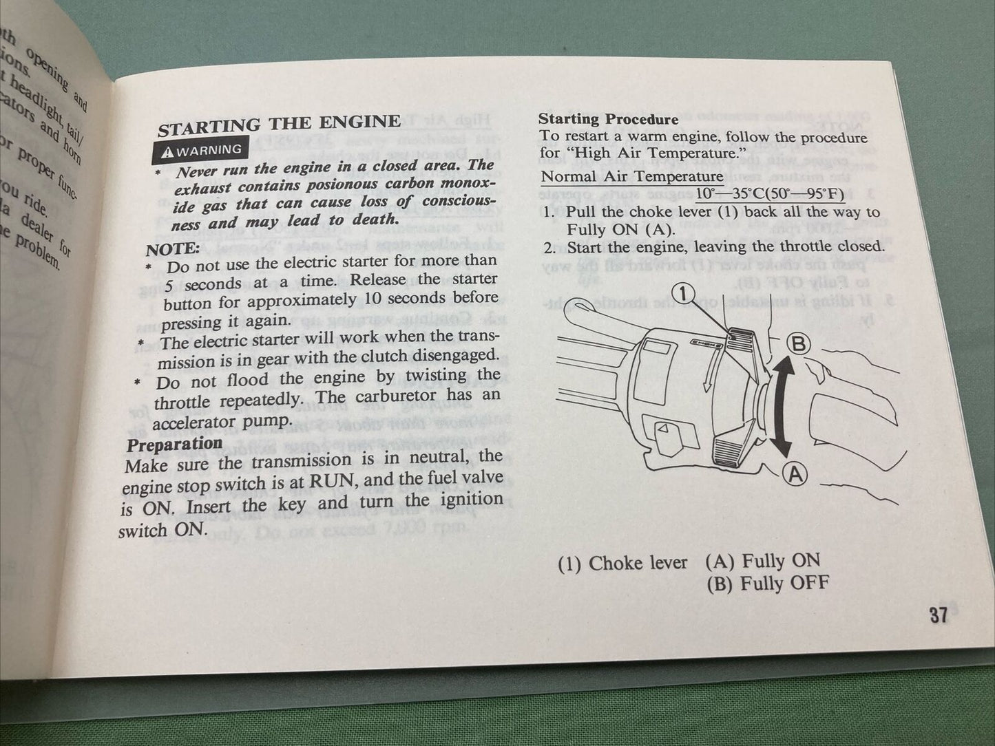 GENUINE HONDA 31KW3610 NX250 OWNER'S MANUAL '89