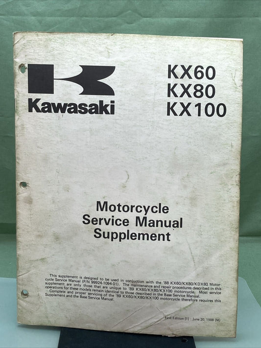 GENUINE KAWASAKI  99924-1123-51 SERVICE MANUAL SUPPLEMENT KX60 KX80 KX100