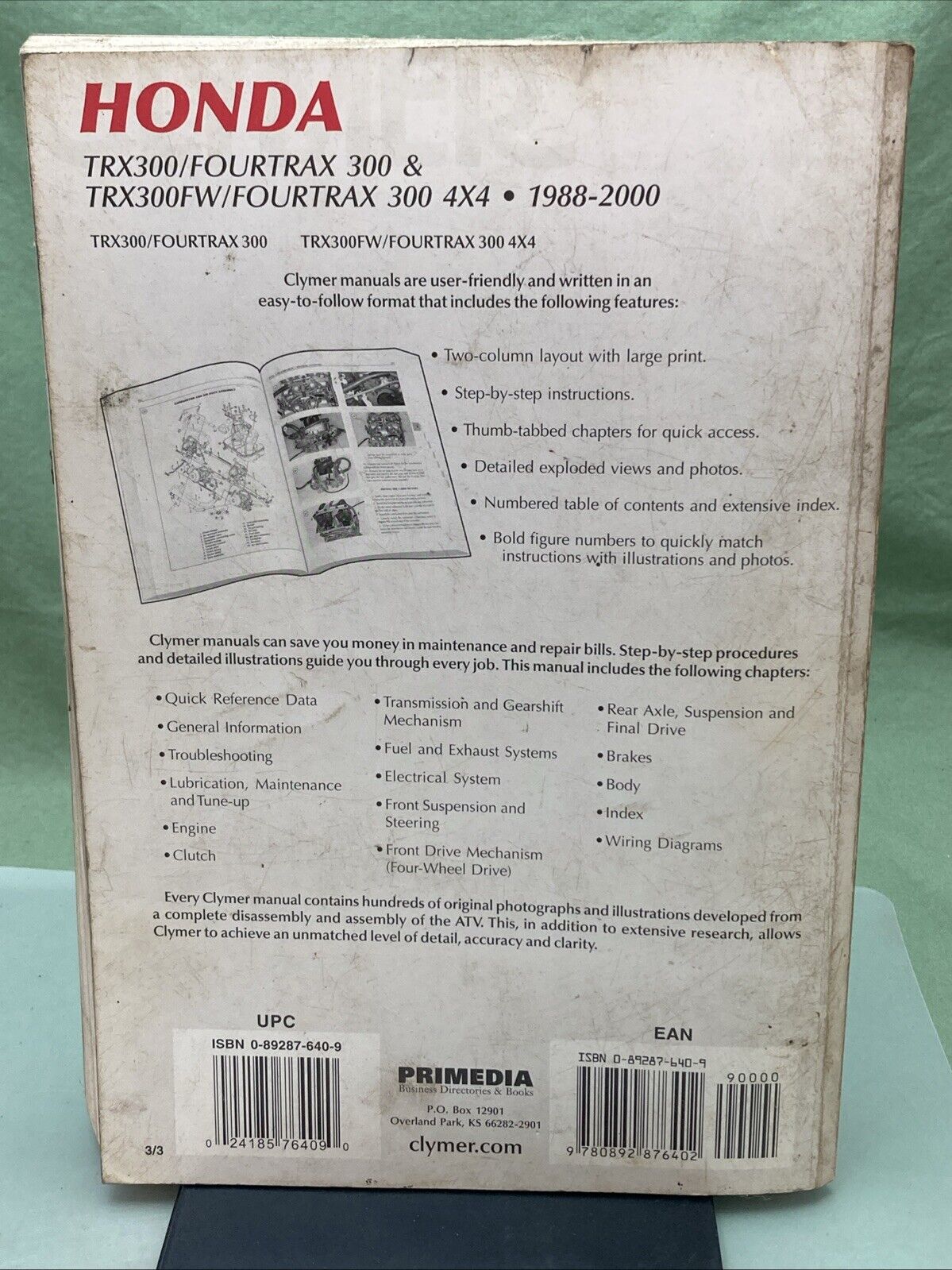 GENUINE CLYMER M346-3 HONDA SHAFT DRIVE ATC250 & FOURTRAX 200-250 '84-'87 MANUAL