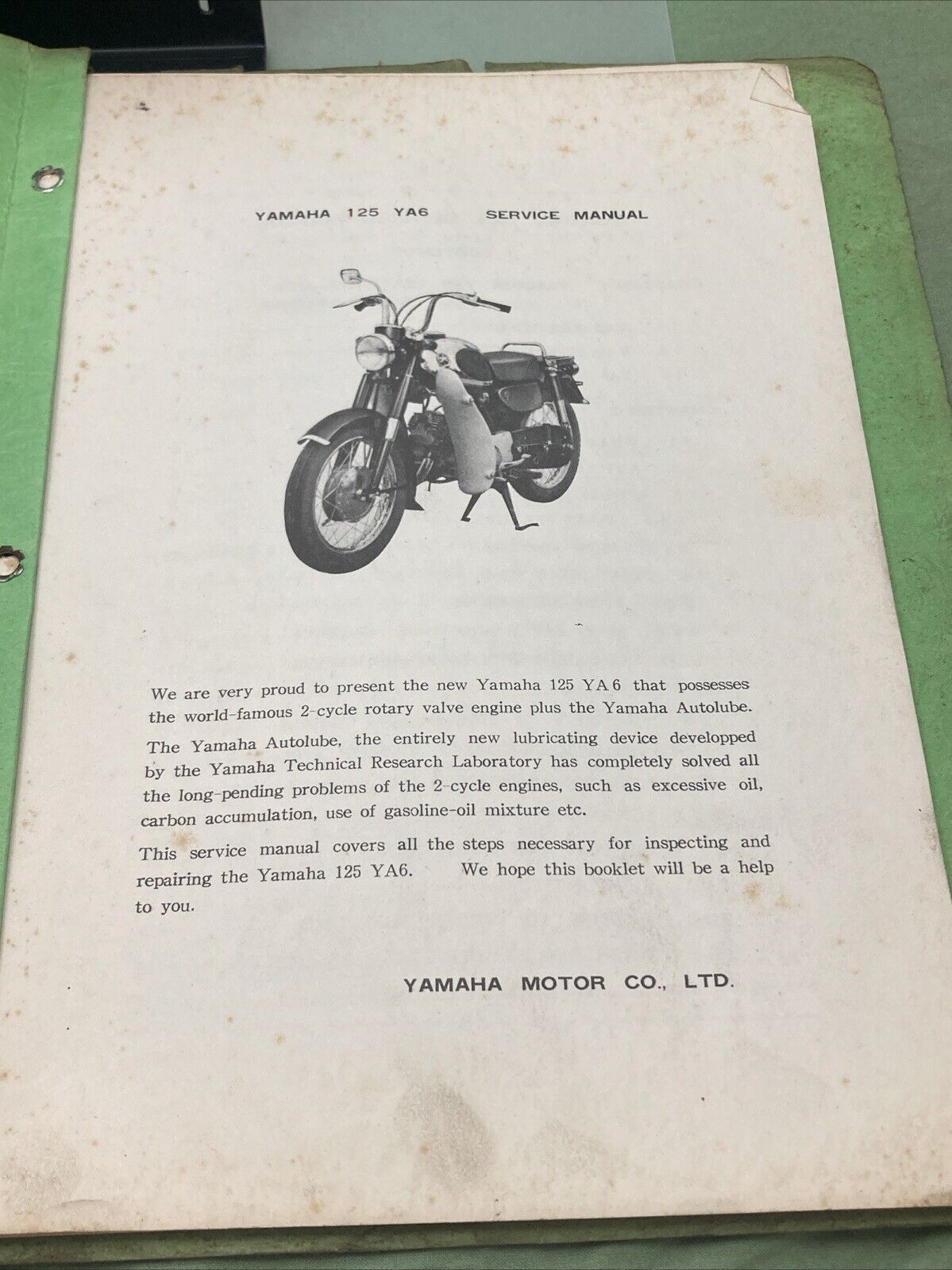 GENUINE YAMAHA YA6 SERVICE MANUAL