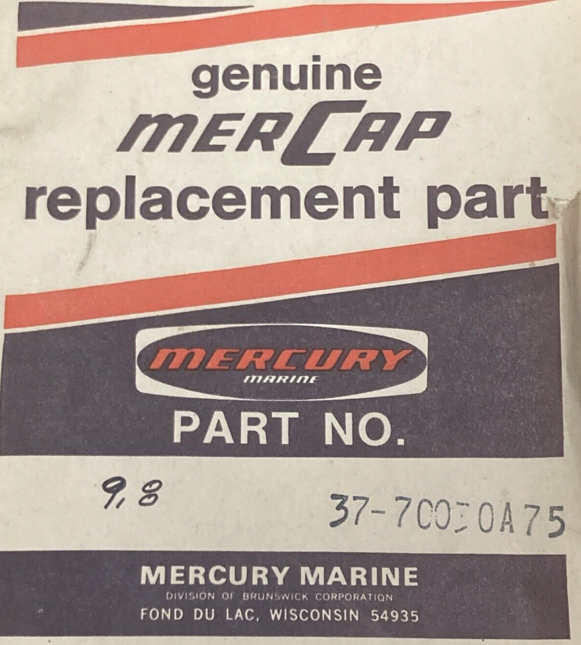 NEW GENUINE MERCURY 37-70030A75 DECAL SET FOR MERCURY 9.8 HP MARINE INCOMPLETE
