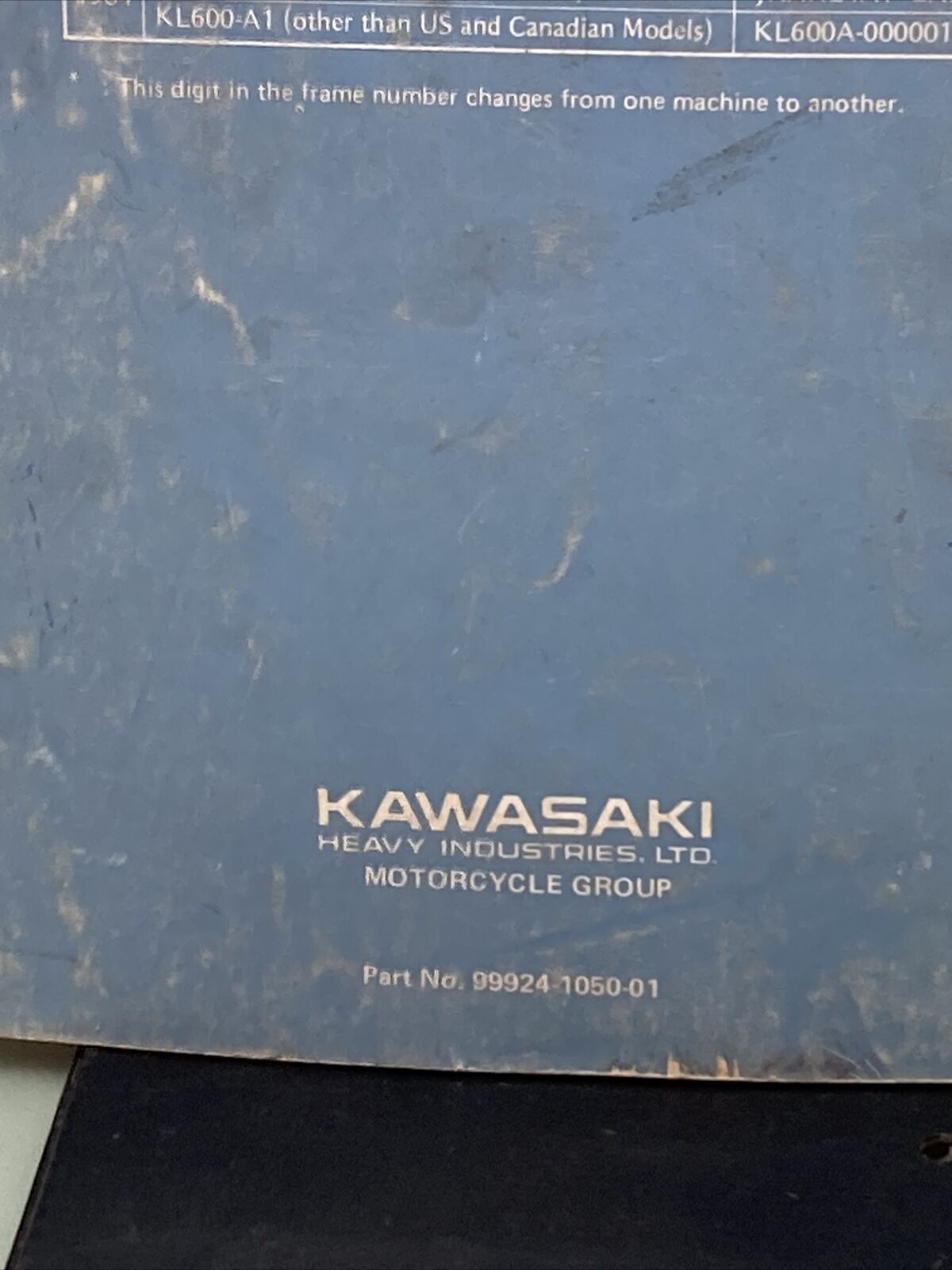 GENUINE KAWASAKI 99924-1050-01 KLR600 SERVICE MANUAL