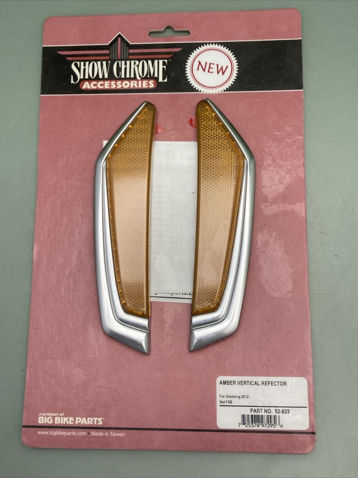 NEW GENUINE SHOW CHROME 52-823 AMBER VERTICAL REFLECTOR FITS HONDA GOLDWING 2012