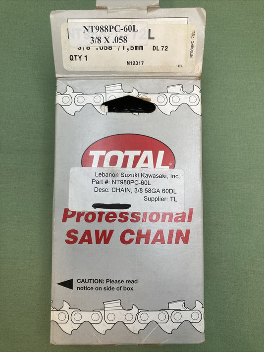 NEW GENUINE TOTAL NT988PC-60L 16" CHAINSAW CHAIN 3/8 .058GA 60DL