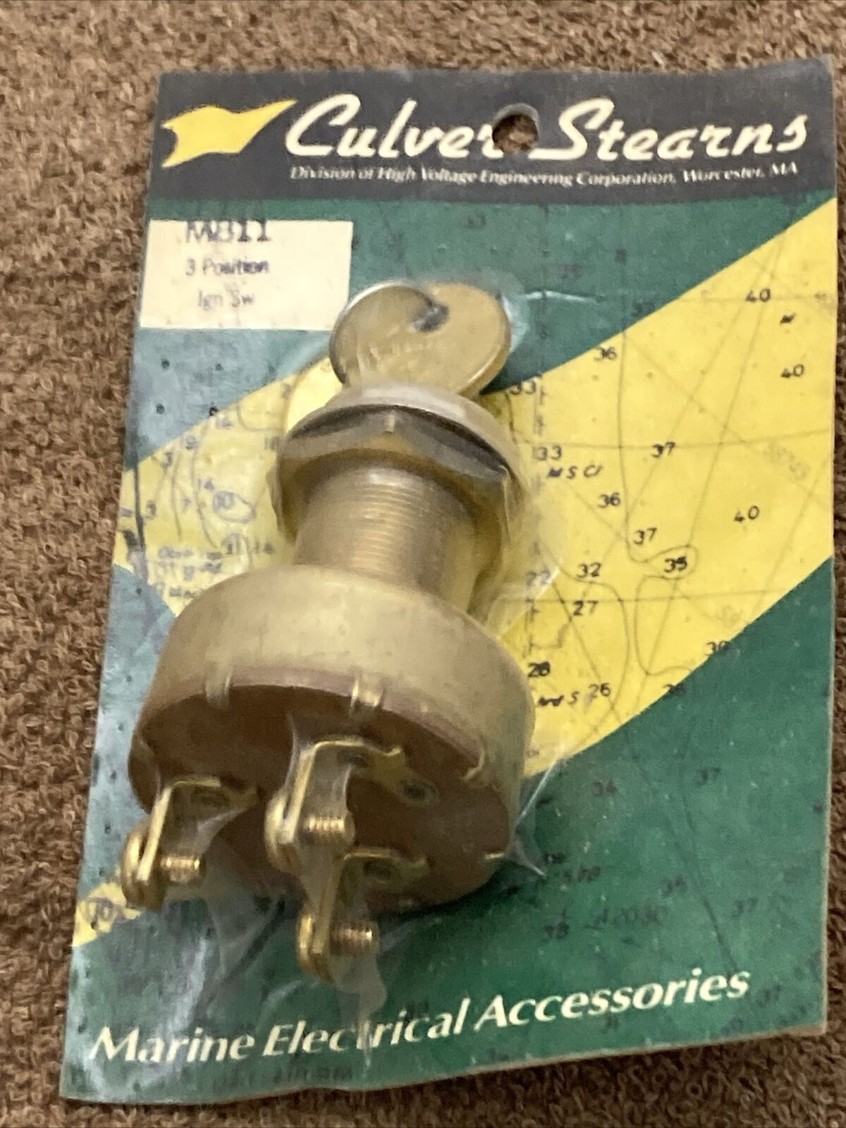 NEW GENUINE CULVER STEARNS M811 BRASS 3 POSITION IGNITION SWITCH