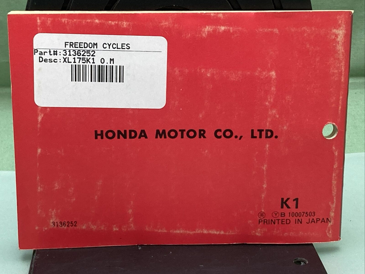 GENUINE HONDA 3136252 MODEL XL175 OWNER'S MANUAL '74