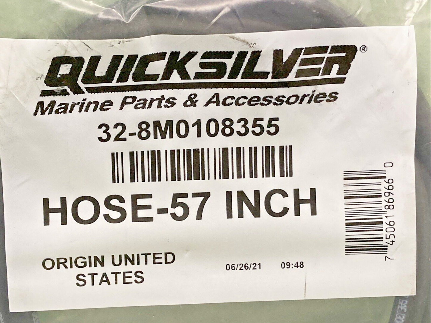 NEW GENUINE QUICKSILVER MERCURY-MERCRUISER 32-8M0108355 HOSE 57 INCHES