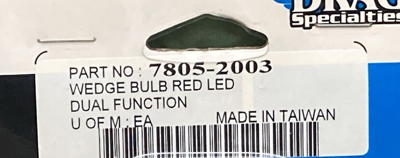 NEW GENUINE DRAG SPECIALTIES 7805-2003 WEDGE BULB RED LED