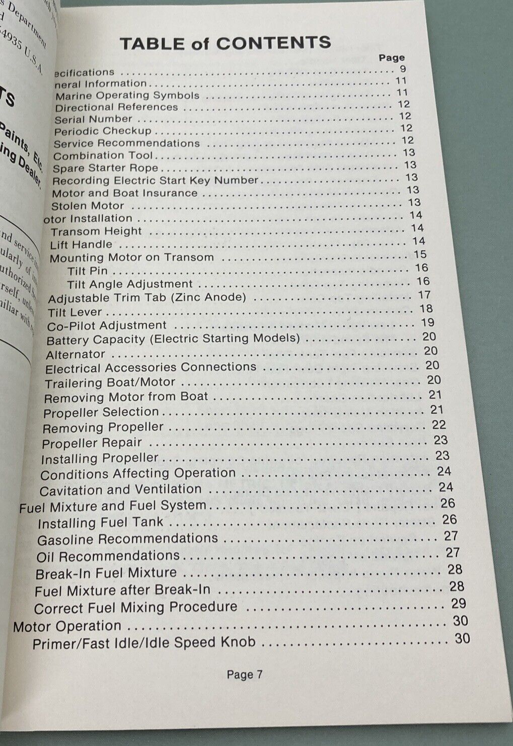 GENUINE MERCURY 90-44421 MERCURY OPERATION & MAINTENANCE MANUAL 20 MODELS 1984