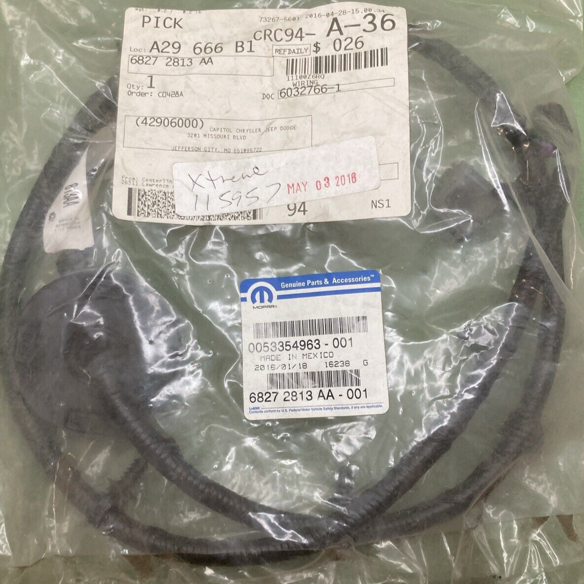 NEW GENUINE MOPAR 68272813AA Trailer Tow Wiring FITS 2016-2018 Jeep Cherokee