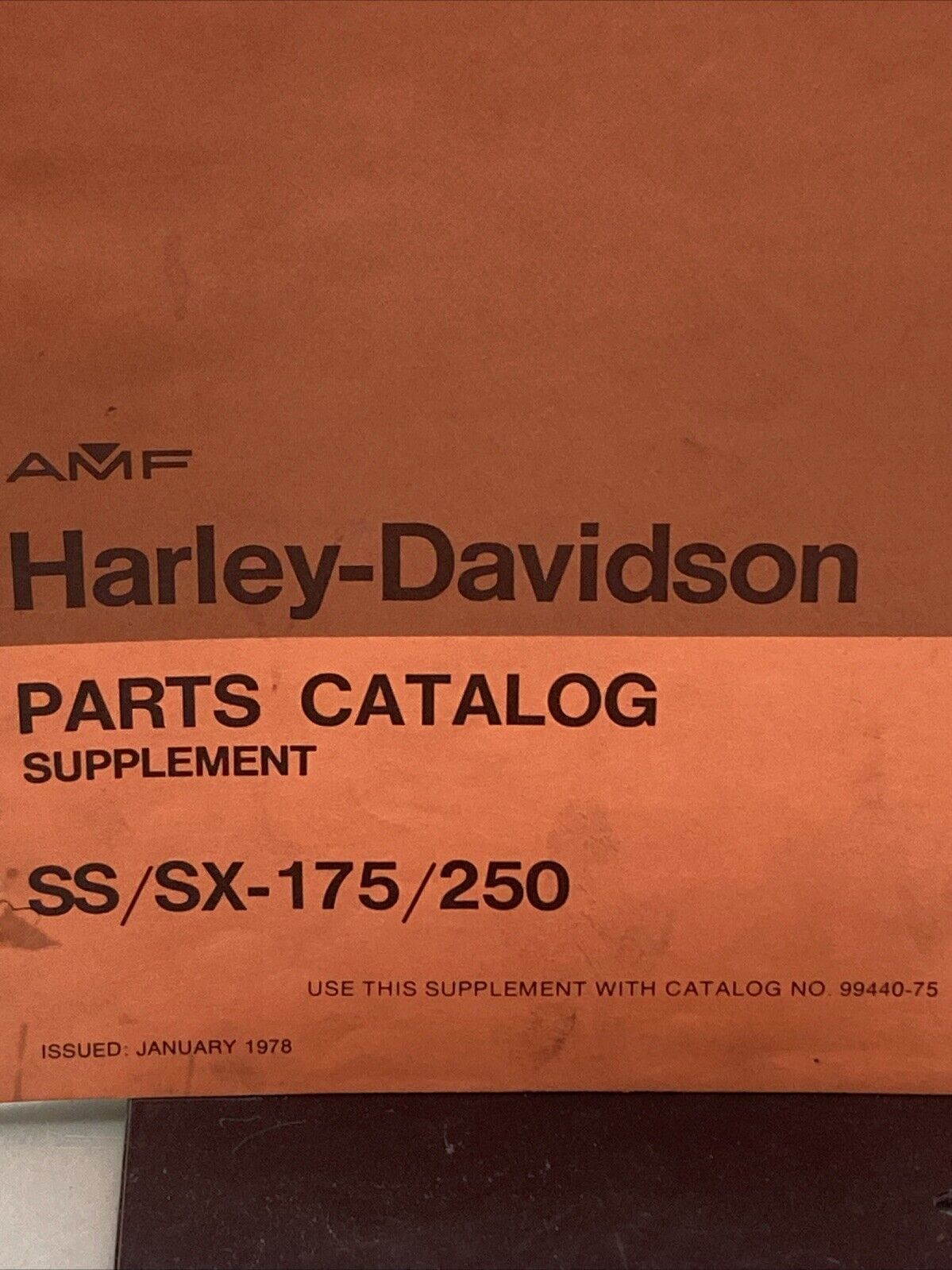 AMF HARLEY DAVIDSON 99440-76A SS/SX-175/250 PARTS CATALOG SUPPLEMENT 1974-1978