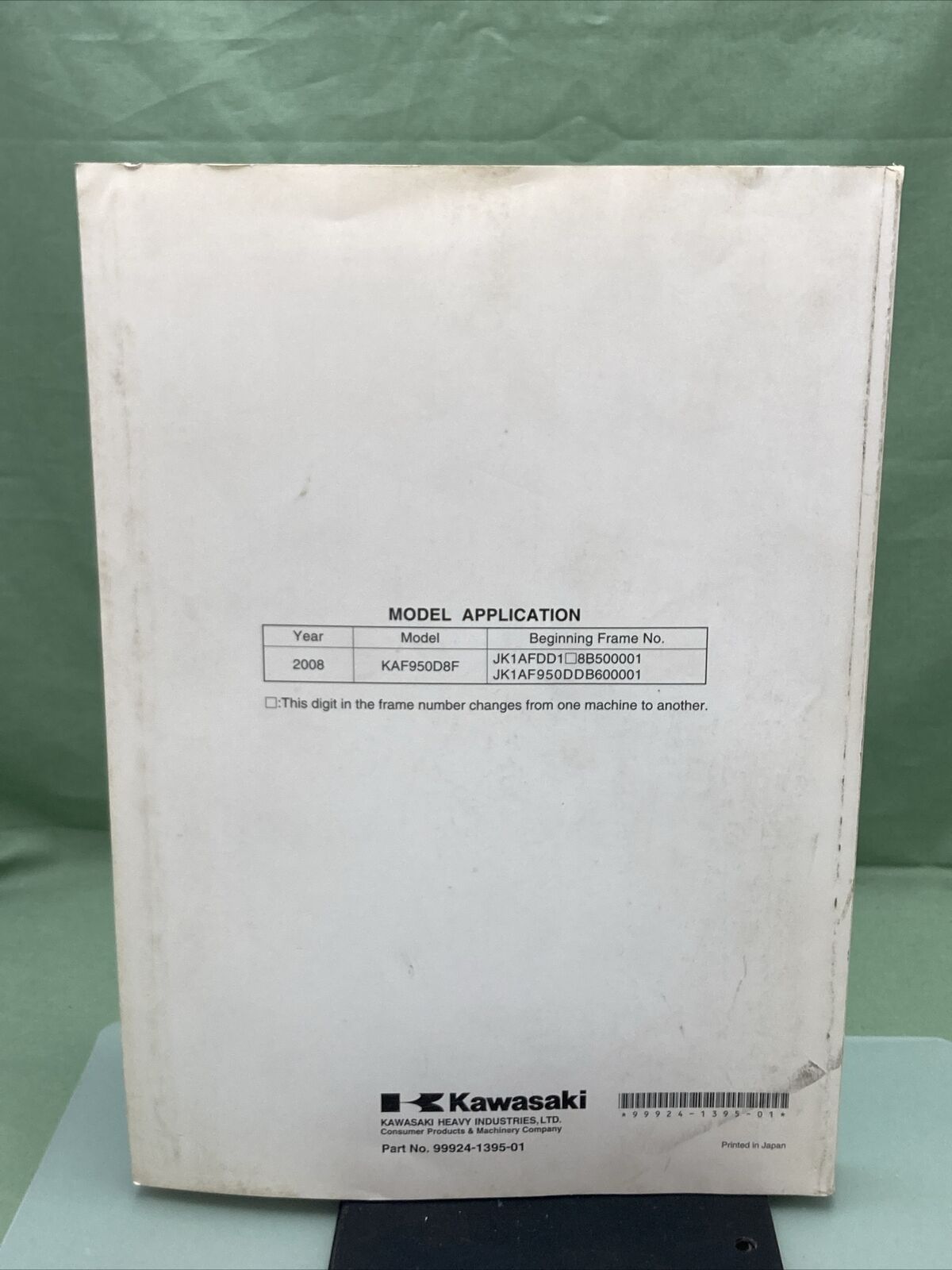 GENUINE KAWASAKI 99924-1395-01 UTILITY VEH SERVICE MANUAL MULE 3010 DIESEL 4X4