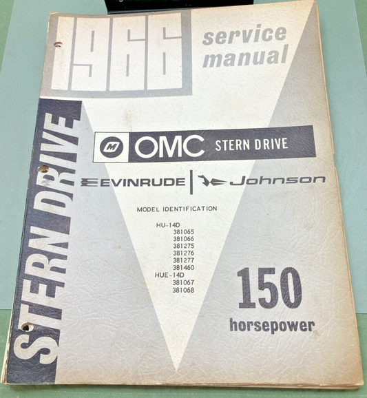 OMC JOHNSON EVINRUDE 381432 STERN DRIVE 150 HP SERVICE MANUAL 1966