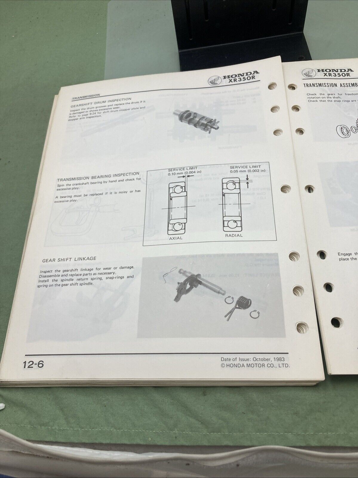 GENUINE HONDA 61KF001 XR350R SHOP MANUAL 1983