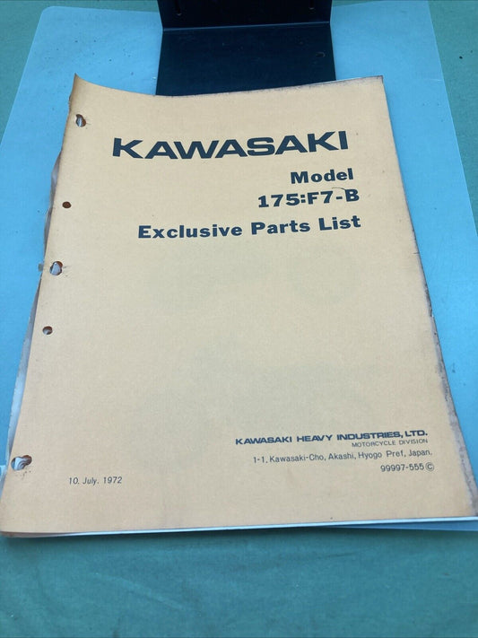 GENUINE KAWASAKI 99997-555 MODEL 175:F7-B EXCLUSIVE PARTS LIST 1972