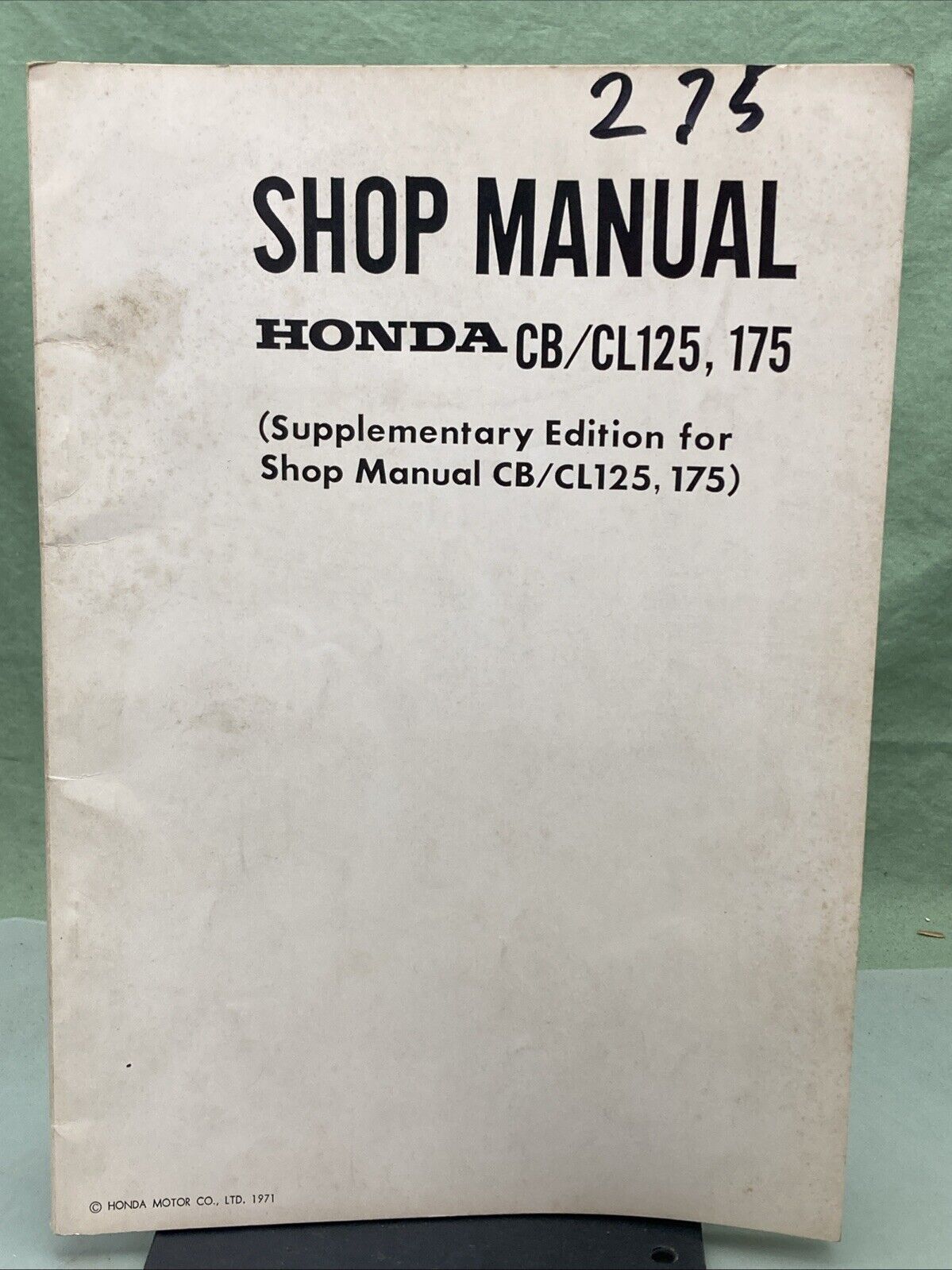 GENUINE HONDA 623041 CB/CL125/175 SHOP MANUAL SUPPLEMENT  1971