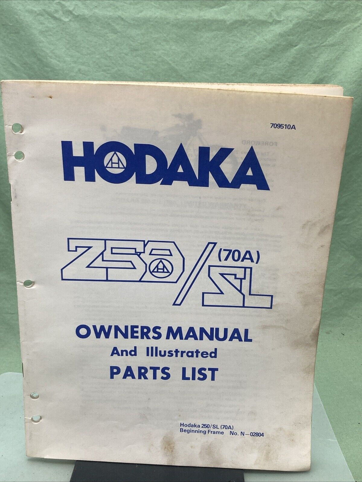 HODAKA 709510A Z50/SL OWNERS MANUAL AND ILLUSTRATED PARTS LIST