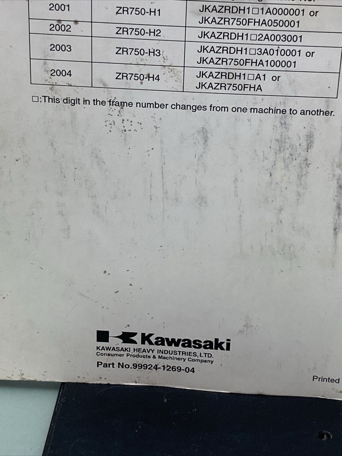 GENUINE KAWASAKI 99924-1269-04 SERVICE MANUAL ZR-7S