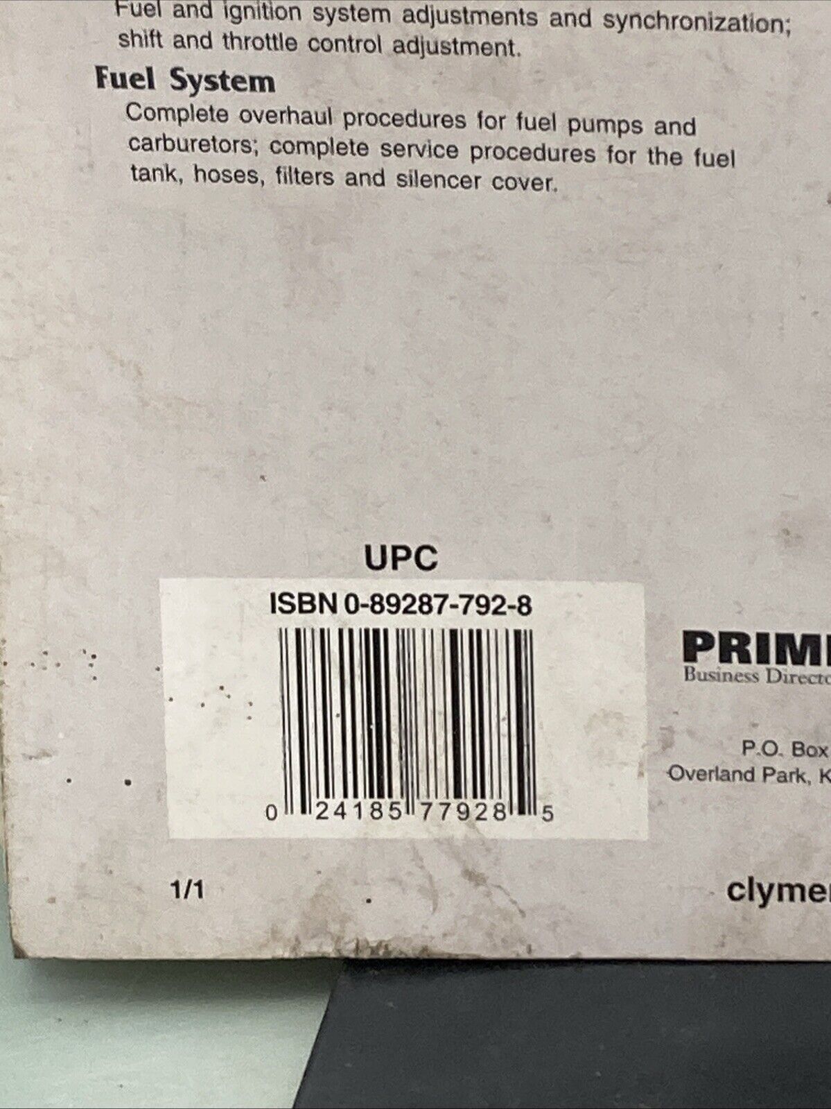 GENUINE CLYMER B790 TOHATSU OUTBOARD 2.5-140 HP TWO-STROKE 1992-2000 SHOP MANUAL