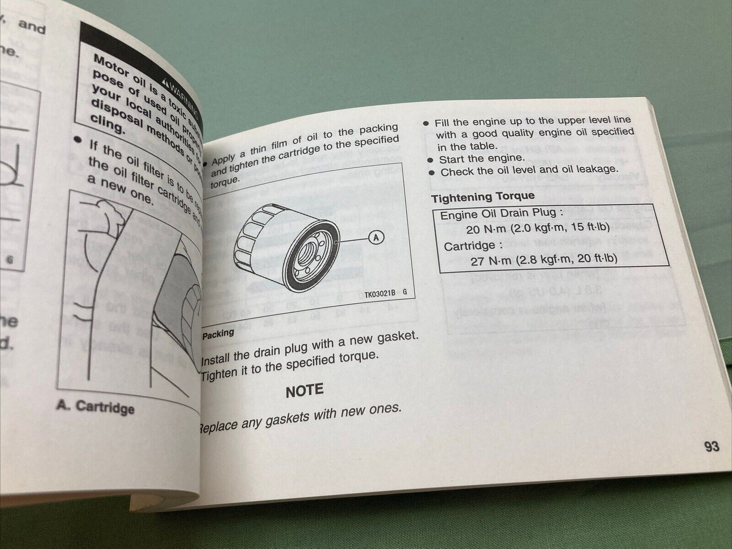 GENUINE KAWASAKI 99987-1152 Z1000 MOTORCYCLE OWNER'S MANUAL