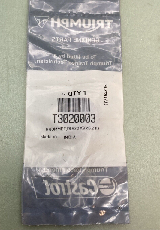 NEW GENUINE TRIUMPH T3020003 Grommet, Dia 20X3X6.2 Id
