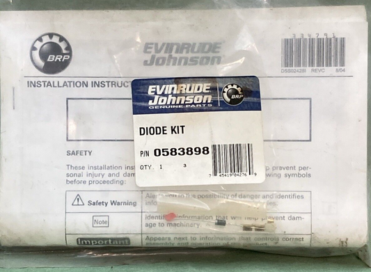 NEW GENUINE EVINRUDE JOHNSON 0583898 DIODE KIT COMPLETE W/ INSTRUCTIONS