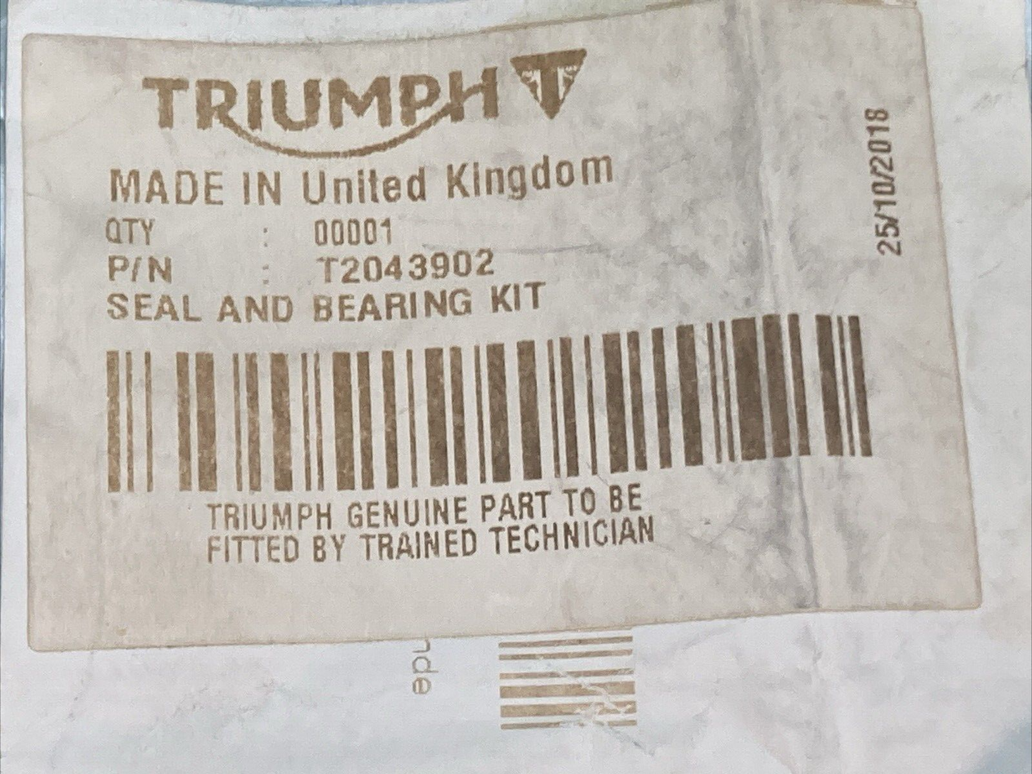 NEW GENUINE TRIUMPH T2043902 Seal & Bearing Kit Trophy 12-17