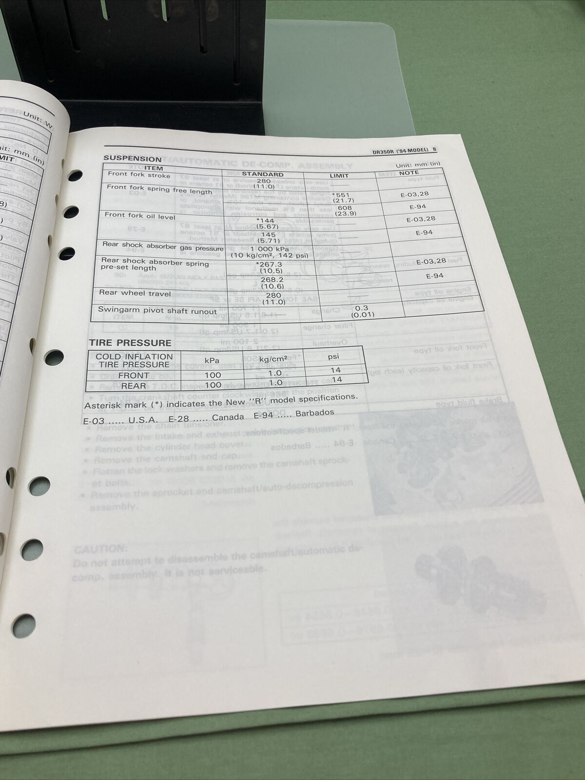 GENUINE SUZUKI 99501-43020-03E SUPPLEMENTARY SERVICE MANUAL DR-350