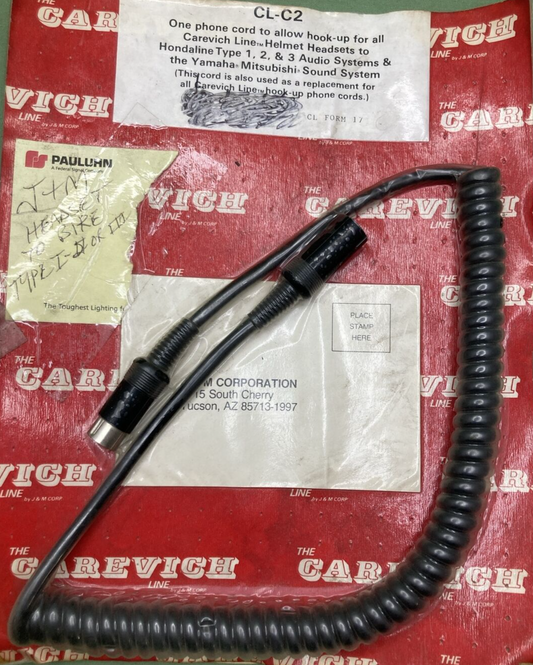 NEW J&M HEADSET CL-C2 HELMET HEADSET CORD HONDALINE YAMAHA MITSUBISHI AUDIO