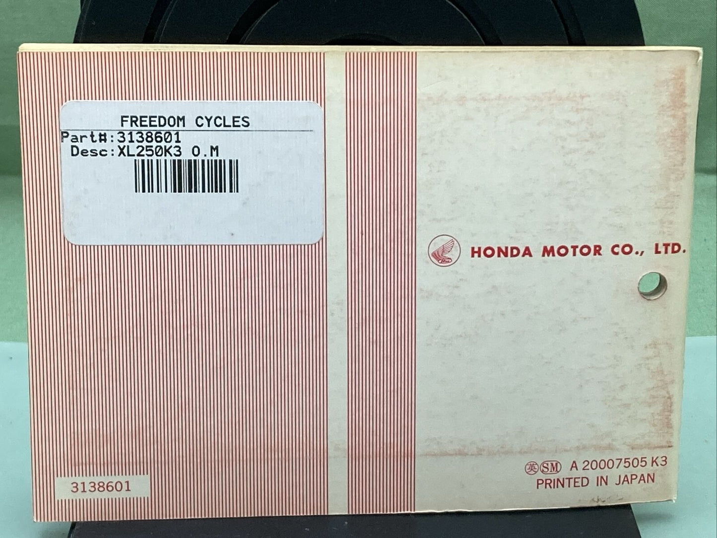 GENUINE HONDA 3138601 XL250 OWNER'S MANUAL '76