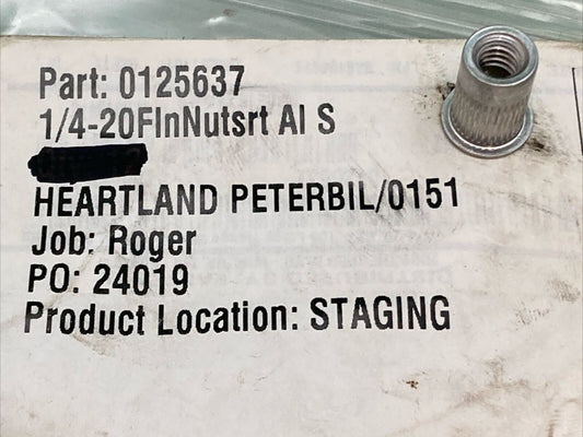 NEW GENUINE FASTENAL 0125637 1/4-20 .027-.165 Large Flange Ribbed Nutsert Alumin