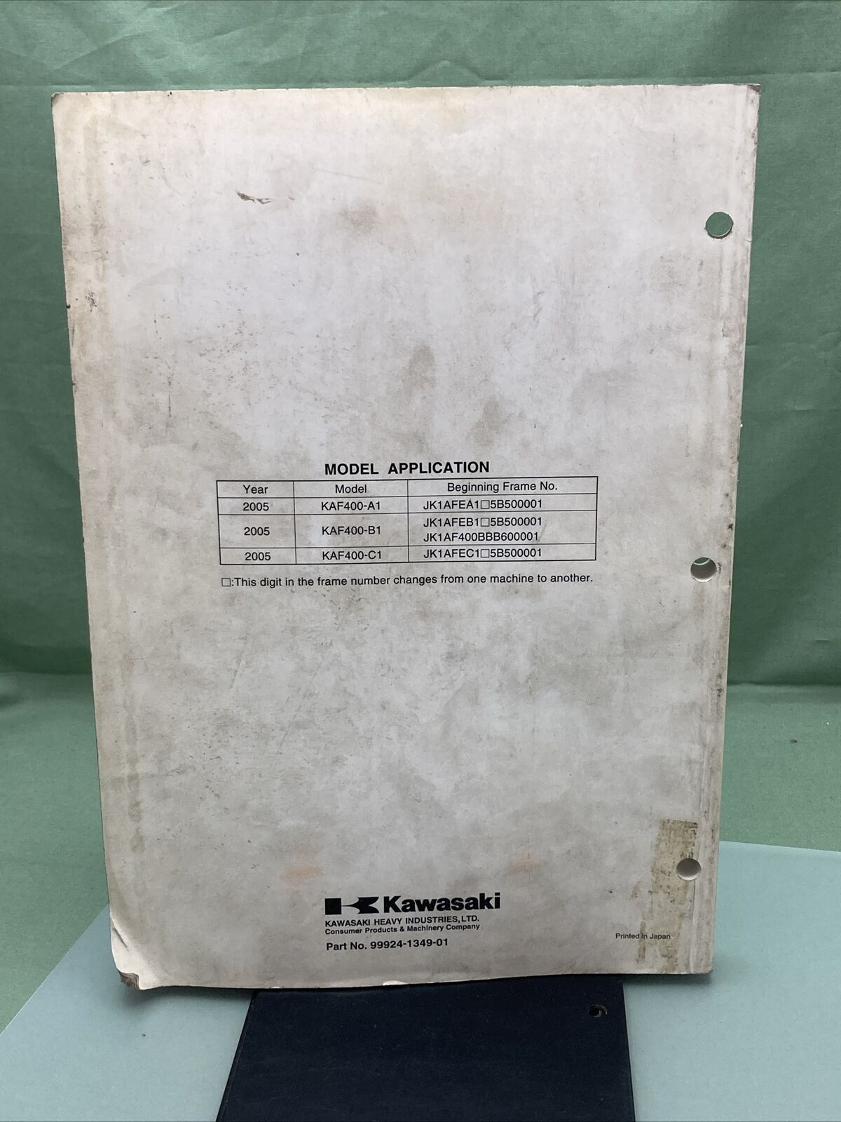 GENUINE KAWASAKI 99924-1349-01 UTILITY VEH SERVICE MANUAL MULE 610 4X4/MULE 600