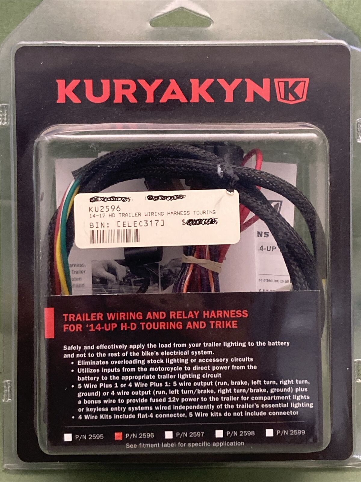 NEW GENUINE KURYAKYN 2596 4 WIRE TRAILER WIRING AND RELAY HARNESS