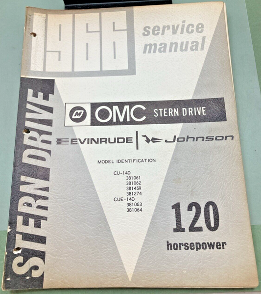 OMC JOHNSON EVINRUDE 381432 STERN DRIVE 120 HP SERVICE MANUAL 1966