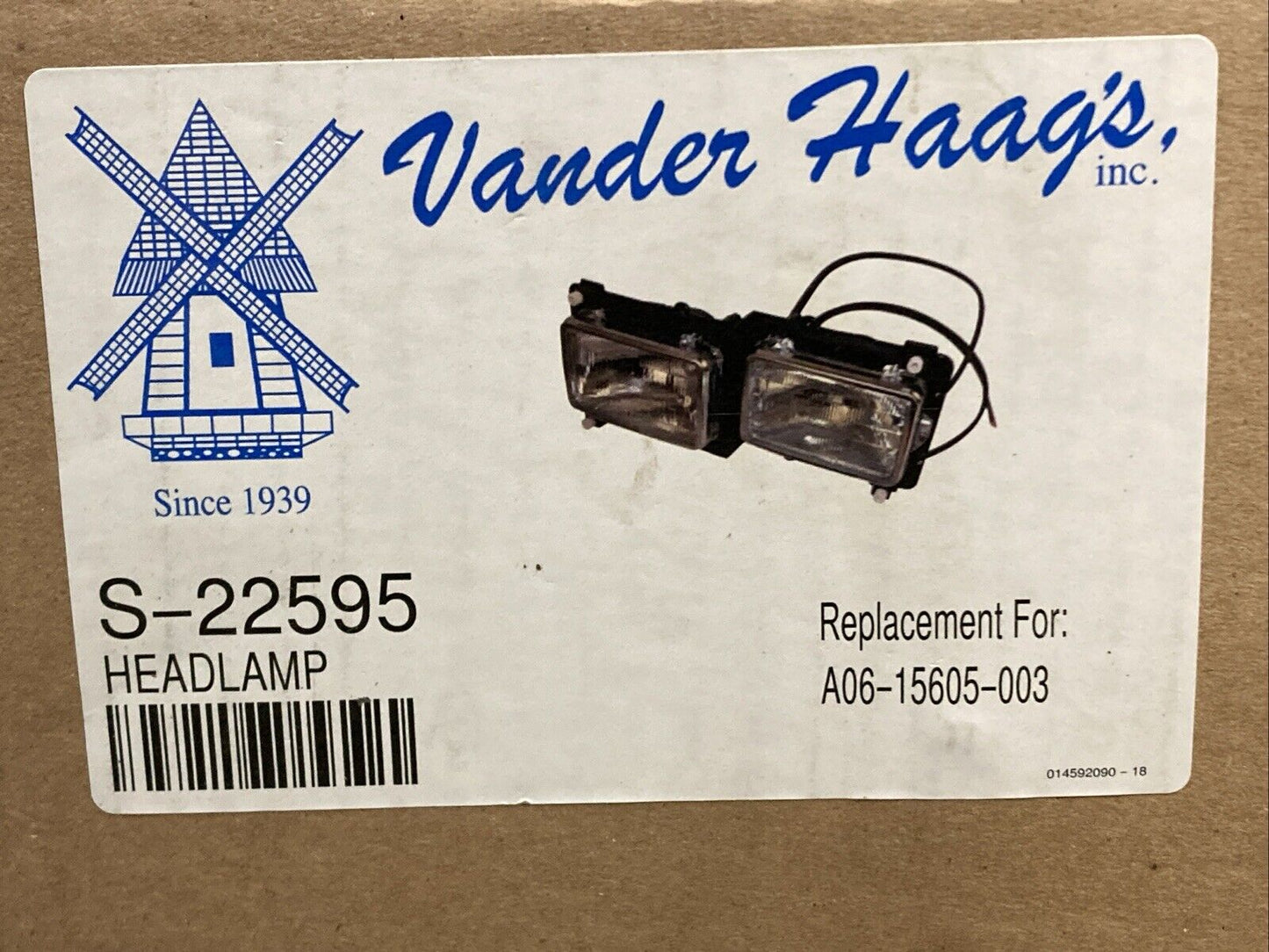 NEW GENUINE VANDER HAAG'S S-22595 RH Passenger Headlamp DUAL SEAL FOR FREIGHTLIN