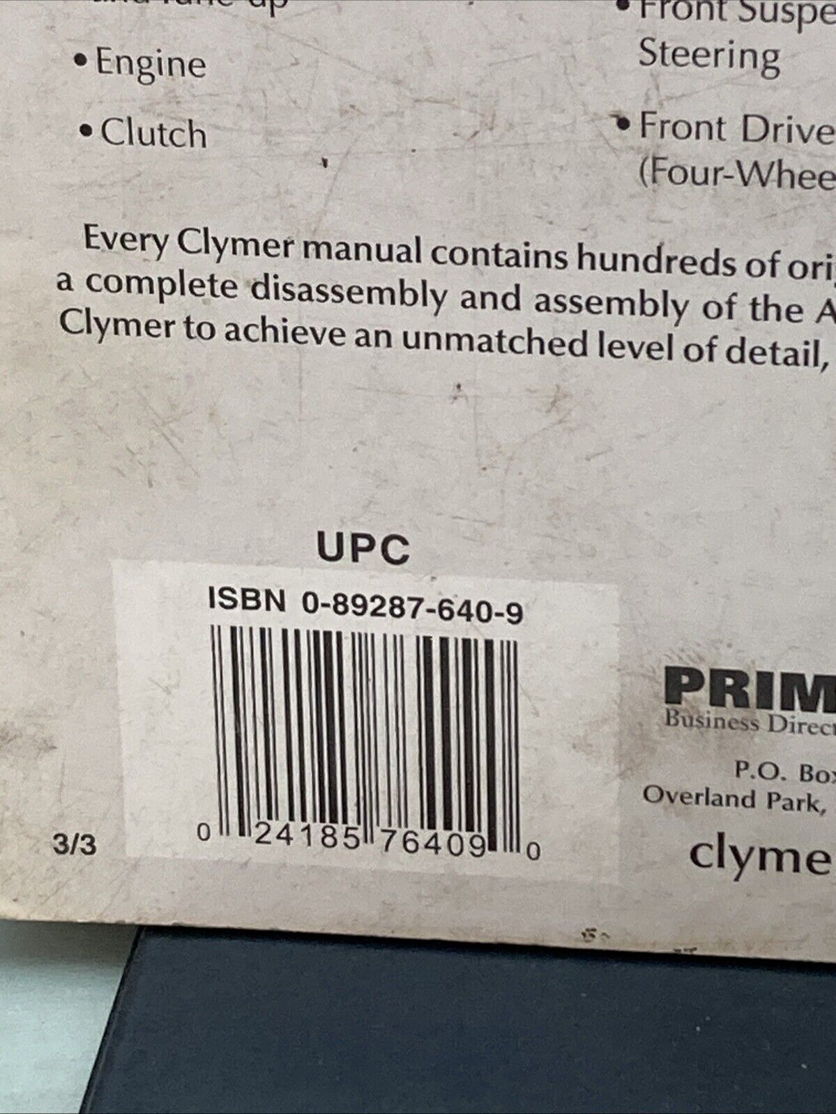 GENUINE CLYMER M346-3 HONDA SHAFT DRIVE ATC250 & FOURTRAX 200-250 '84-'87 MANUAL