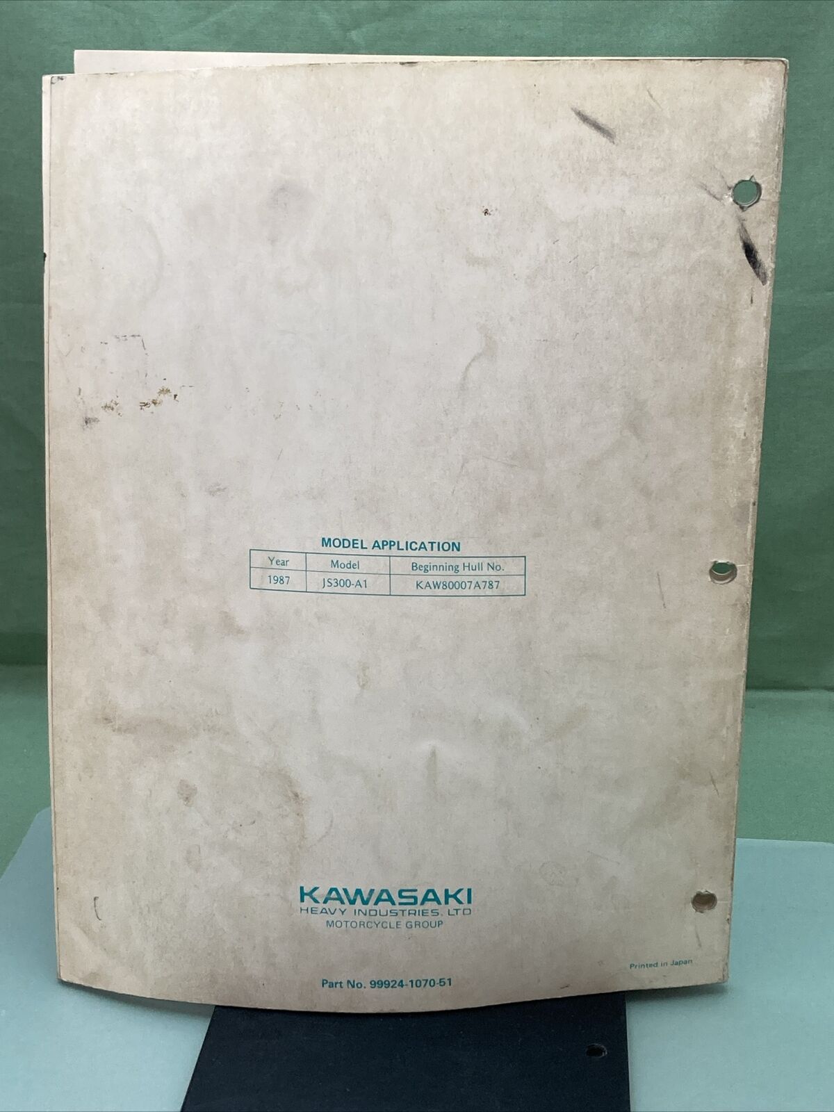 GENUINE KAWASAKI 99924-1070-51 WATERCRAFT SERVICE MANUAL SUPPLEMENT JETSKI 300SX