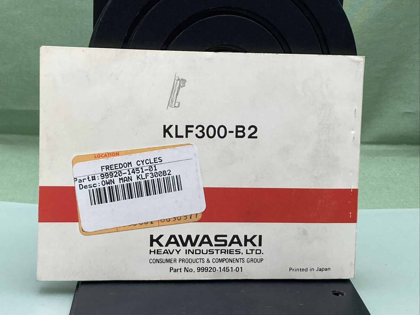 GENUINE KAWASAKI 99920-1451-01 KLF300 BAYOU ALL TERRAIN VEHICLE OWNER'S MANUAL