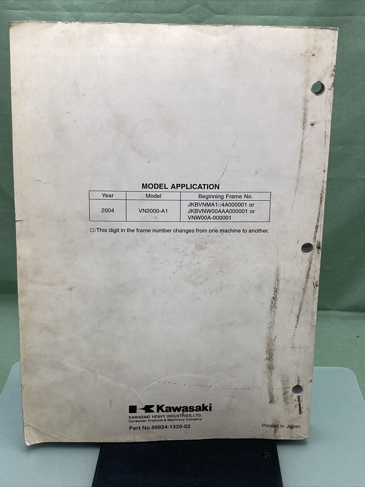 GENUINE KAWASAKI 99924-1320-02 SERVICE MANUAL VULCAN 2000/VN2000