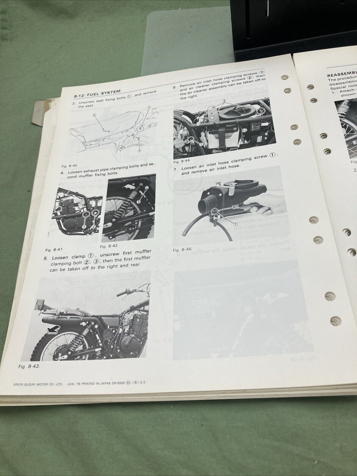 GENUINE SUZUKI SR-6500 E-3 SP370 SERVICE MANUAL 1978