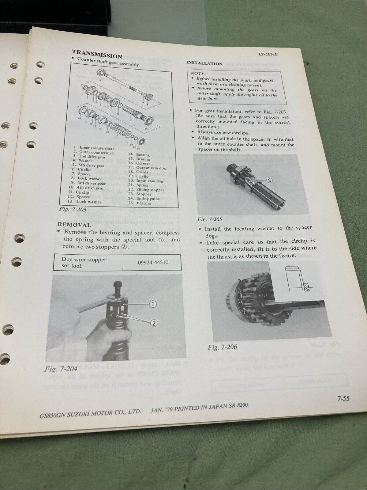 GENUINE SUZUKI SR-8200 E-3 GS850G SERVICE MANUAL 1979