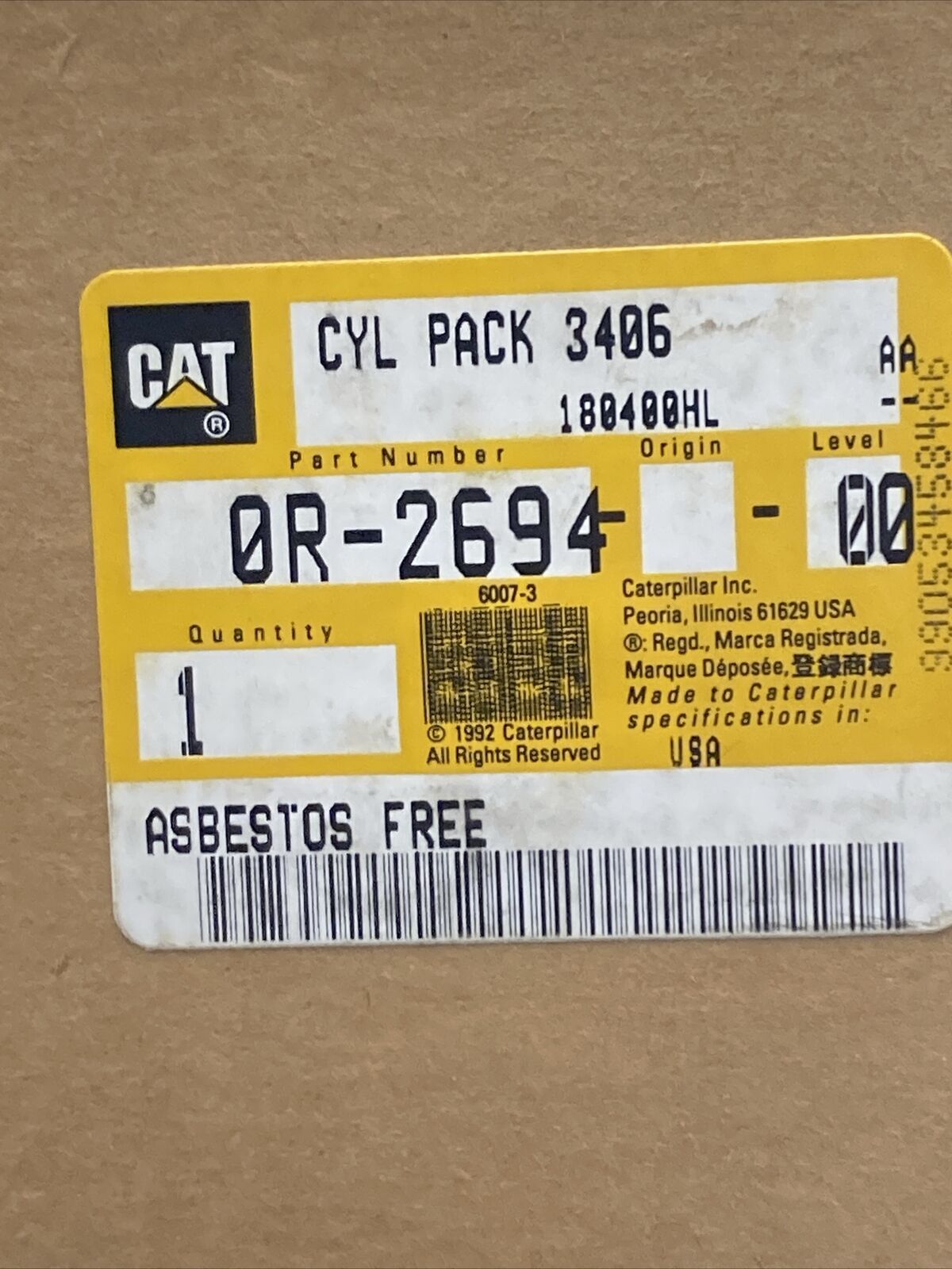 GENUINE CATERPILLAR 0R-2694 REMANUFACTURED CYLINDER PACK