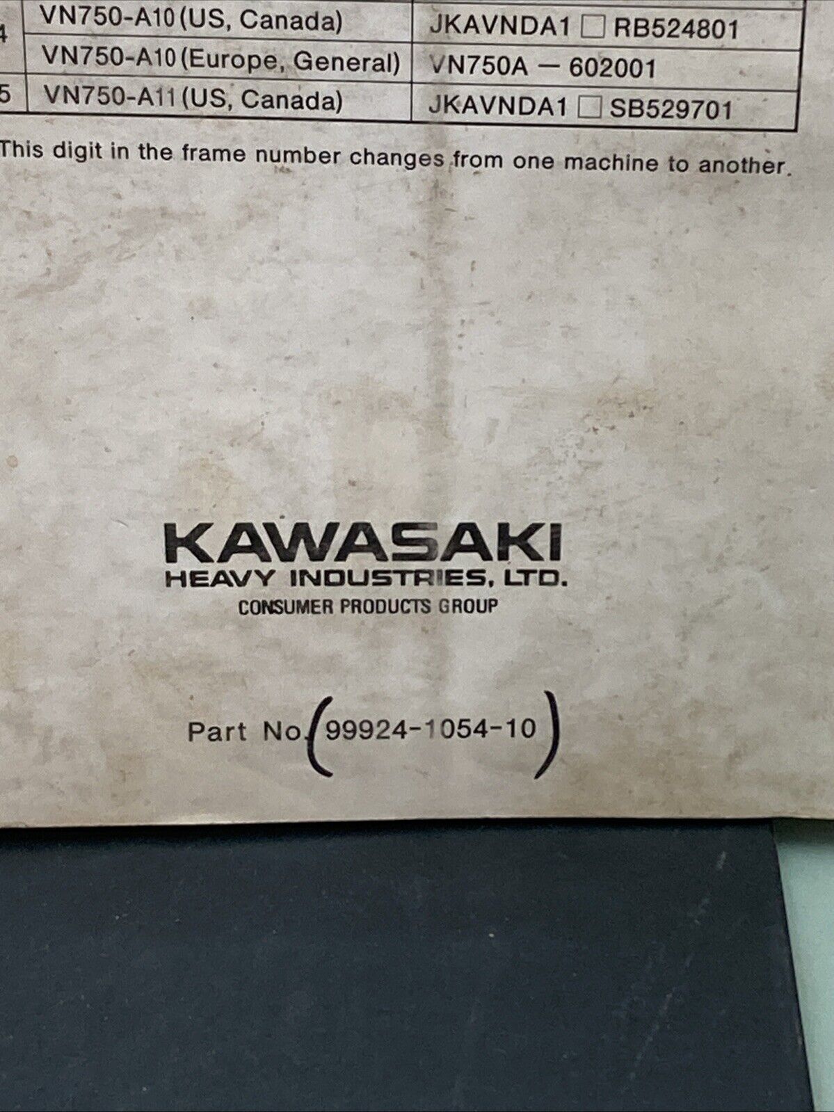 GENUINE KAWASAKI 99924-1054-10 VULCAN VN750 TWIN SERVICE MANUAL 1985-1995