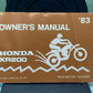 GENUINE HONDA 31446040 XR200 OWNER'S MANUAL '83