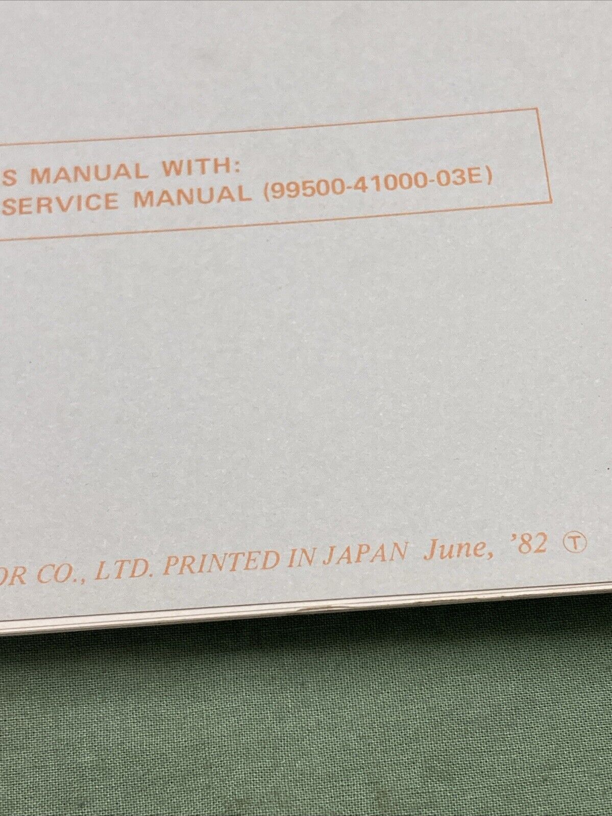 GENUINE SUZUKI 99501-41000-03E SP125 SUPPLEMENTARY SERVICE MANUAL 1982