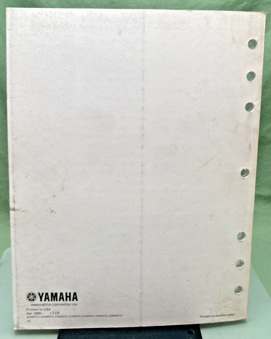 GENUINE YAMAHA LIT-18616-02-22 Z150Z, LZ150Z, VZ150Z SUPP. SERVICE MANUAL 2000