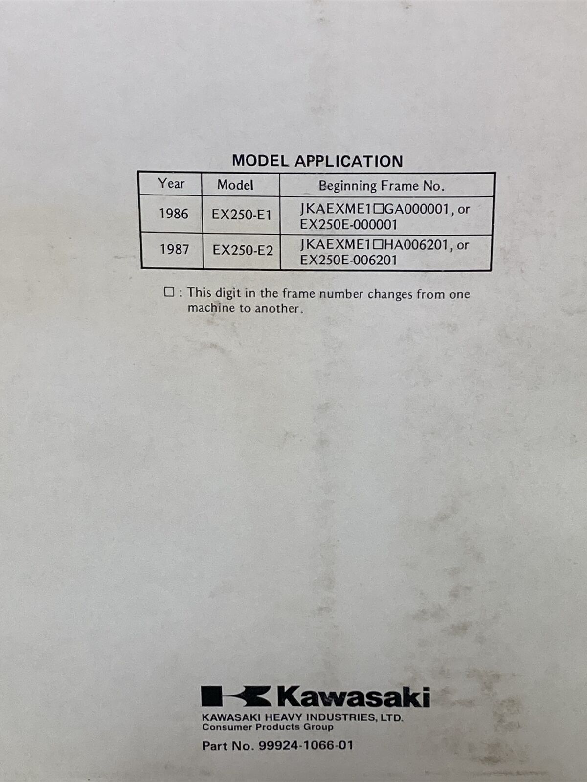 GENUINE KAWASAKI 99924-1066-01 SERVICE MANUAL NINJA 250R, GPZ 250R