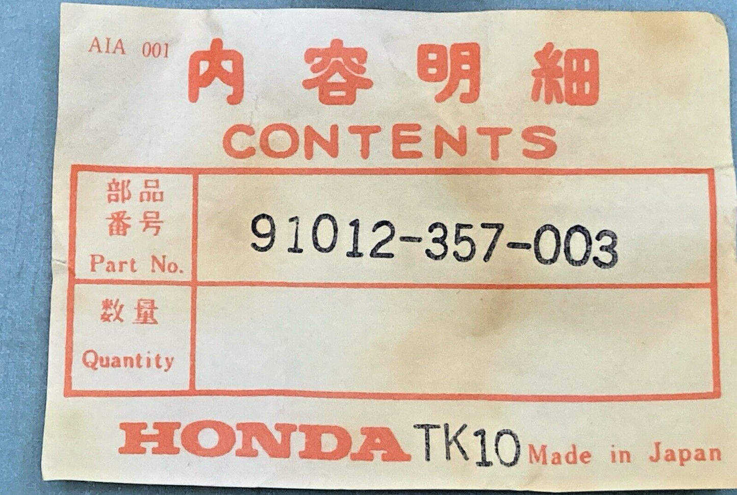 NEW GENUINE HONDA 91012-357-003 PISTON CRANKSHAFT BEARING 2
